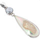 925 Silver Opal Titanium Druzy Drusy Freshwater Pearl Sterling Pendant, 2 5/8"