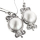 925 Silver Scroll South Pacific Ocean White Mabe Pearl Sterling Earrings, 7/8"
