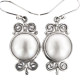 925 Silver Scroll South Pacific Ocean White Mabe Pearl Sterling Earrings, 7/8"
