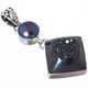 925 Silver Black Titanium Druzy Peaock Freshwater Pearl Sterling Pendant, 1 7/8"