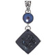 925 Silver Black Titanium Druzy Peaock Freshwater Pearl Sterling Pendant, 1 7/8"