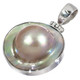 925 Silver Mabe Blister Pearl In Shell Handmade Sterling Pendant, 1 3/8"