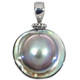 925 Silver Mabe Blister Pearl In Shell Handmade Sterling Pendant, 1 3/8"