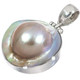 925 Silver Mabe Blister Pearl In Shell Handmade Sterling Pendant, 1 3/8"