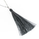 Long Beaded Dark Grey And Silver Beads With Tassel Pendant Necklace, 32"