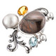 925 Silver Mabe Pearl Australian Boulder Opal Topaz Gems Pendant, 2"