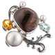 925 Silver Mabe Pearl Australian Boulder Opal Topaz Gems Pendant, 2"