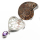 925 Silver Mother Of Pearl Shell Amethyst Ammonite Fossil Pendant, 2 3/4"