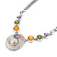 Mabe Pearl Amethyst Peridot Gemstone Silver Necklace, 1 3/4"
