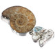 925 Silver Sale! Stick Pearl Ammonite Fossil Blue Topaz Sliding Pendant, 2"