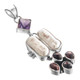 925 Silver Amethyst Red Garnet Biwa Pearl Pendant, 2 3/16"