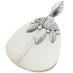 Blistered White Mother Of Pearl Oyster Shell 925 Sterling Silver Pendant, 2"