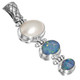 925 Silver White Mabe Pearl Australian Opal Doublets Pendant, 1 7/8"