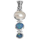 925 Silver White Mabe Pearl Australian Opal Doublets Pendant, 1 7/8"
