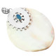 925 Silver Exquisite Mother Of Pearl Shell Genuine Opal Pendant, 2 5/16"