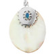 925 Silver Exquisite Mother Of Pearl Shell Genuine Opal Pendant, 2 5/16"