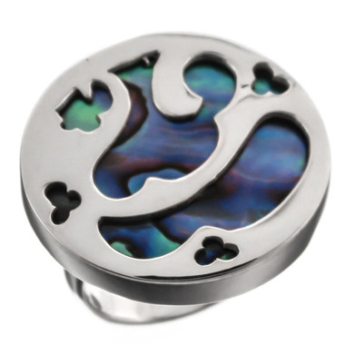 925 Silver Cool Round Paua Abalone Shell Sterling Sz 7 Ring
