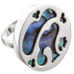 925 Silver Cool Round Paua Abalone Shell Sterling Sz 7 Ring