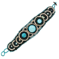 Blue Mother Of Pearl Shell Glass Seed Beads Bracelet