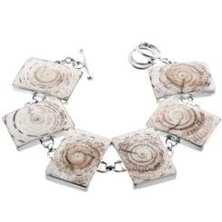 925 Silver Sale Handmade Rectangle Cone Shell Sterling Bracelet, 7"-8"