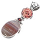 925 Silver Agate Red Garnet Mother Of Pearl Shell Flower Sterling Pendant, 3"