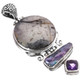 925 Silver Jasper Amethyst Purple Freshwater Pearl Pendant, 3 1/16"
