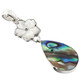 925 Silver Paua Flower Mother Of Pearl Shell Sterling Pendant, 2 5/16"