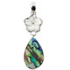 925 Silver Paua Flower Mother Of Pearl Shell Sterling Pendant, 2 5/16"