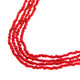 4 Strand Coral Red Seed Beads Long Necklace, 23"
