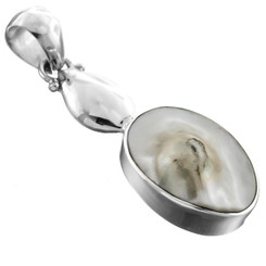 925 Sterling Silver Blister Pearl Sterling Pendant, 1 9/16"