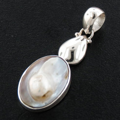 925 Silver Baroque Blister Pearl Sterling Pendant, 1 9/16"