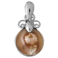 925 Sterling Silver Blister Pearl Sterling Pendant, 1 1/4"