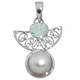 925 Silver Australian Natural Opal White Mabe Pearl Sterling Pendant, 1 1/2"