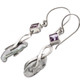 925 Silver Biwa Freshwater Stick Pearl Amethyst Sterling Earrings, 1"