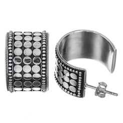 925 Silver Bali Art Handcrafted Huggy Sterling Stud Ear Cuff Earrings, 11/16"