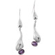 925 Silver Designer Amethyst Sterling Earrings, 1 7/8"