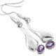 925 Silver Designer Amethyst Sterling Earrings, 1 7/8"