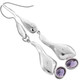 925 Silver Designer Amethyst Sterling Earrings, 1 7/8"