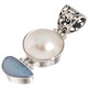 925 Silver Genuine Big Australian Opal White Mabe Pearl Sterling Pendant, 1 5/8"