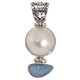 925 Silver Genuine Big Australian Opal White Mabe Pearl Sterling Pendant, 1 5/8"