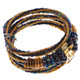 Wire Black Bronze Peacock Seed Beads Goldstone Chips Bangle Bracelet