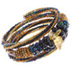 Wire Black Bronze Peacock Seed Beads Goldstone Chips Bangle Bracelet