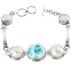 925 Silver Larimar Biwa Pearl Sterling Bracelet, 8"