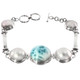 925 Silver Larimar Biwa Pearl Sterling Bracelet, 8"