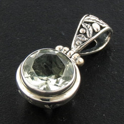 925 Silver 4.6ct Prasiolite Green Amethyst Pendant, 1"