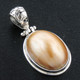 925 Silver Gold Mabe Pearl Sterling Pendant, 1 3/16"