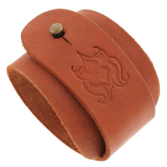 Brown Handmade Bali Scroll Genuine Leather Cuff Bracelet, 7"