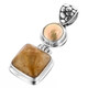 925 Silver Rutilated Quartz Biwa Pearl Sterling Pendant, 1 3/4"
