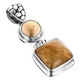 925 Silver Rutilated Quartz Biwa Pearl Sterling Pendant, 1 3/4"