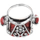 925 Silver Red Coral Cocktail Scroll Filigree Bali Handmade Ring